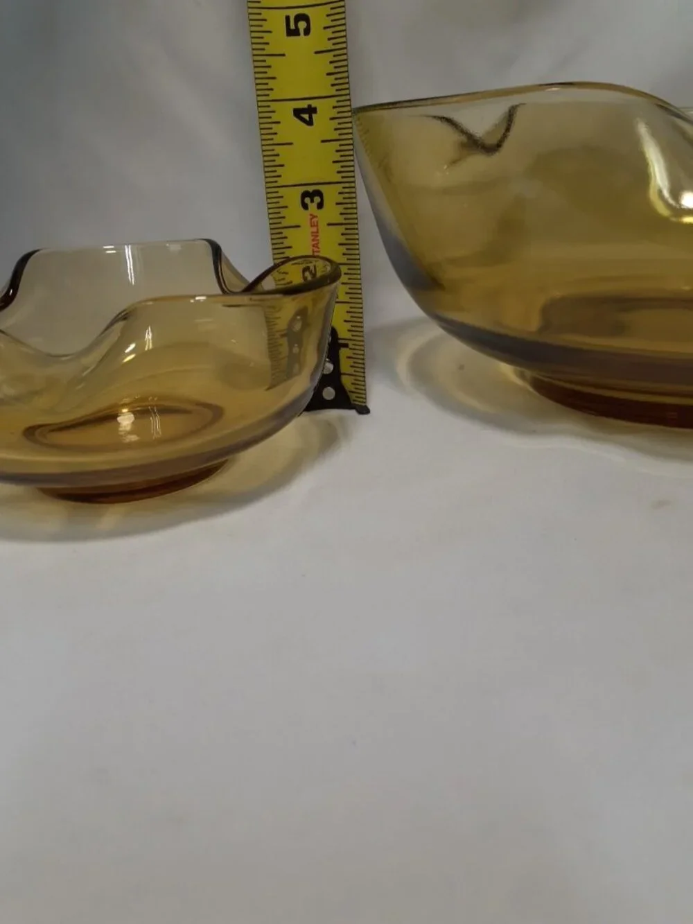 Vintage MCM Yellow/Amber Anchor Hocking Chip & Dip Set, Pinched Folded edges,
